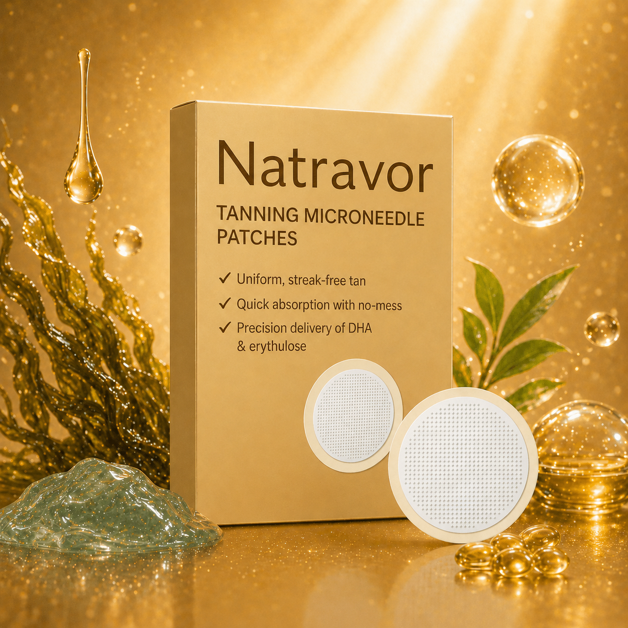 Natravor Tanning Microneedle Patches — Biological Self-Tanner, Zero DHA