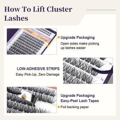 TrueCurve DIY Eyelash Clusters Kit, 0.03mm Soft Fluffy Waterproof 8-18mm Lash Set