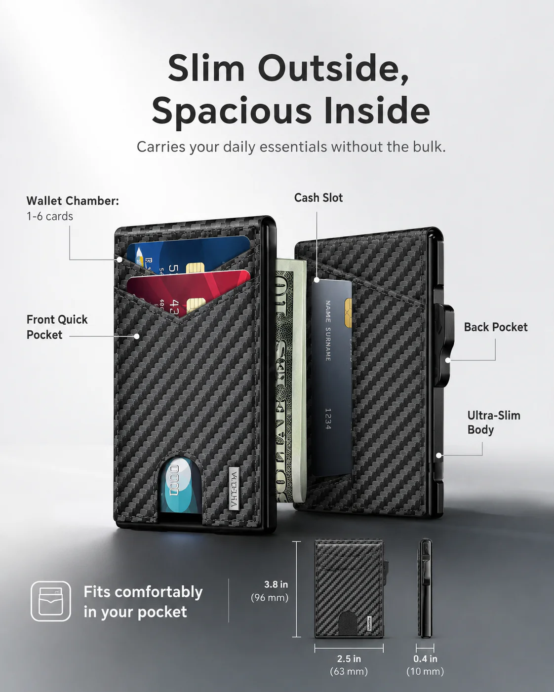 🔥40% OFF Today – Men’s Minimalist Pop-Up Wallet, RFID Blocking Aluminum Slim Bifold.