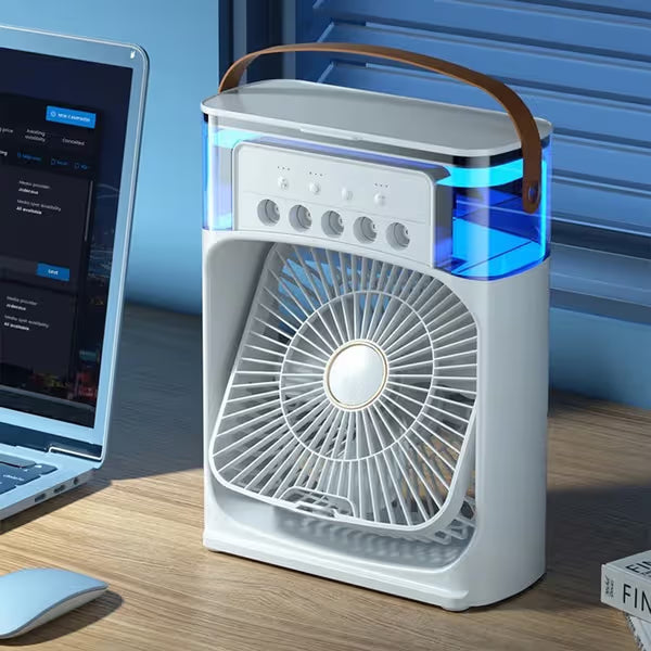 💚Cool Nova™ Portable Mini Air Cooler Fan | Portable Humidifier Air Cooler Mist Fan Mini Table Fan for Home with 3 Speed Mode with Water Spray