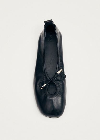 Rosalind Black Leather Ballet Flats