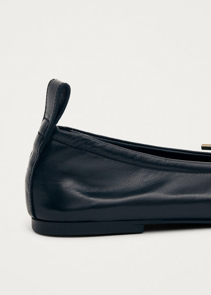 Rosalind Black Leather Ballet Flats