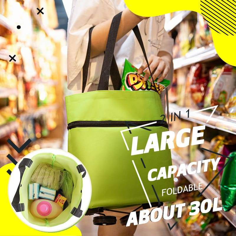 🛍️ 50% OFF NOW! 🛒 2-in-1 Convertible Shopping Tote – Hideaway wheels, 20kg capacity & expandable zipper – Compact, sturdy & perfect for markets & travel 📦