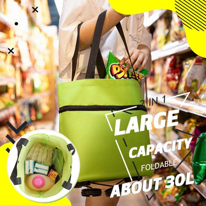 🛍️ 50% OFF NOW! 🛒 2-in-1 Convertible Shopping Tote – Hideaway wheels, 20kg capacity & expandable zipper – Compact, sturdy & perfect for markets & travel 📦