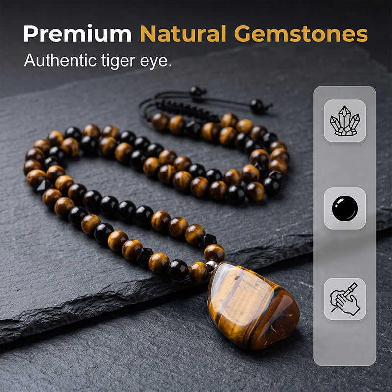 🔥40% OFF NOW🦁Men's Natural Tiger's‑Eye Beaded Necklace‑Stylish Energy Healing Stone Jewelry for Daily & Gift‑Giving
