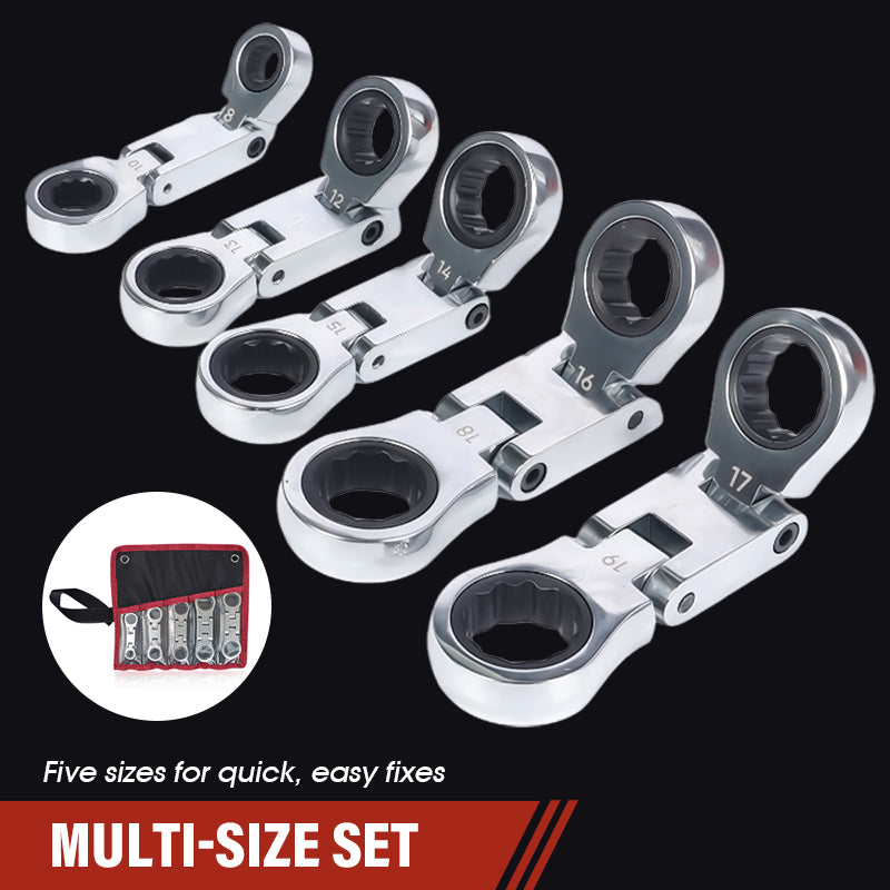 Compact Double-Ended Flex Ratchet Wrench Set