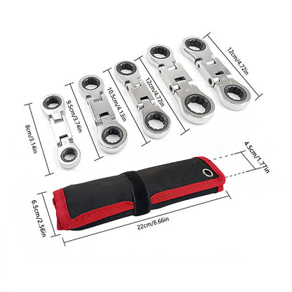 Compact Double-Ended Flex Ratchet Wrench Set