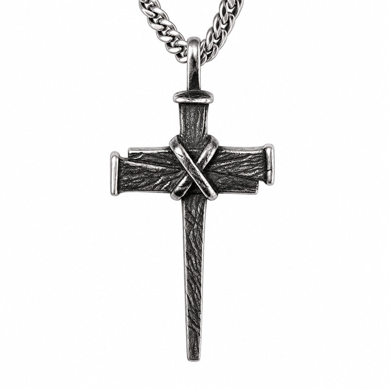 Men's Vintage Nail Cross Pendant Necklace
