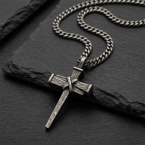 Men's Vintage Nail Cross Pendant Necklace